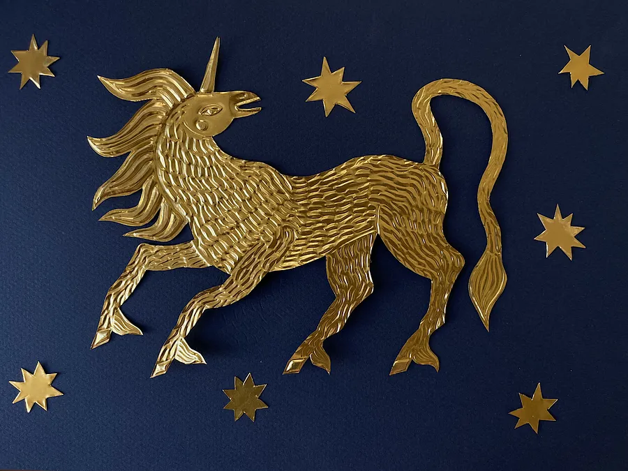 Зображення "unicorn " від Olena Tolokonina, розмір: 21x29cm, матеріали: foil on paper, медіум: artworks, ціна: €90 Фото 1 з 2.